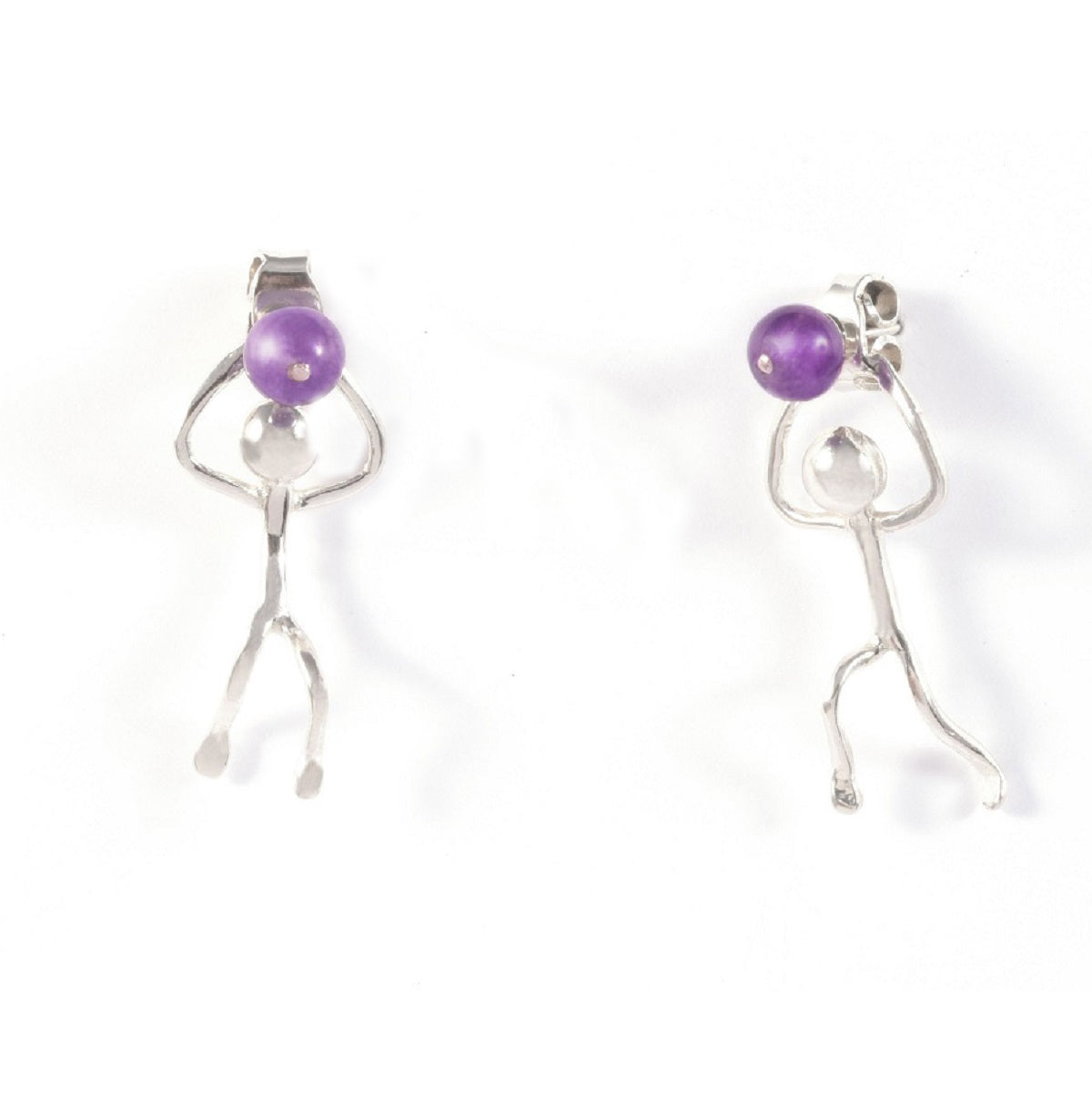 Aretes Largos de Plata y Amatista "logros"