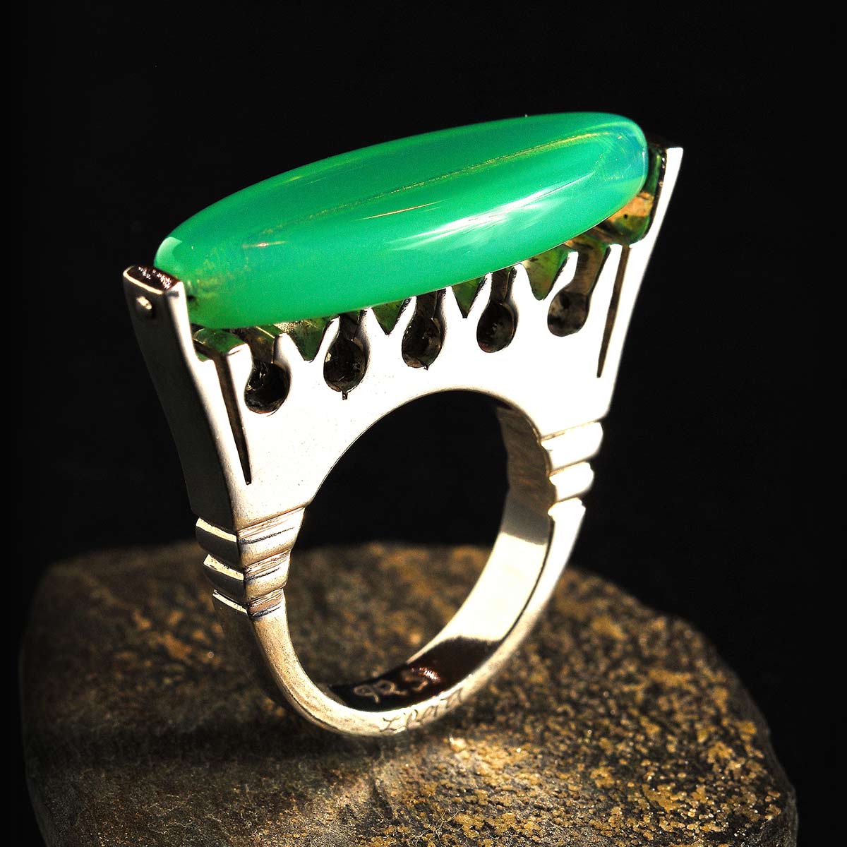 Anillo de Plata y Piedra Agatha Musgosa Barandal.