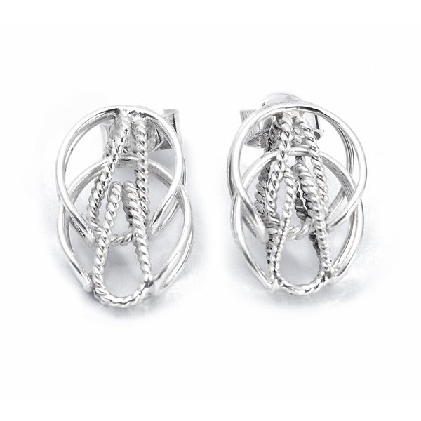 Aretes Cortos de Plata Trenza.