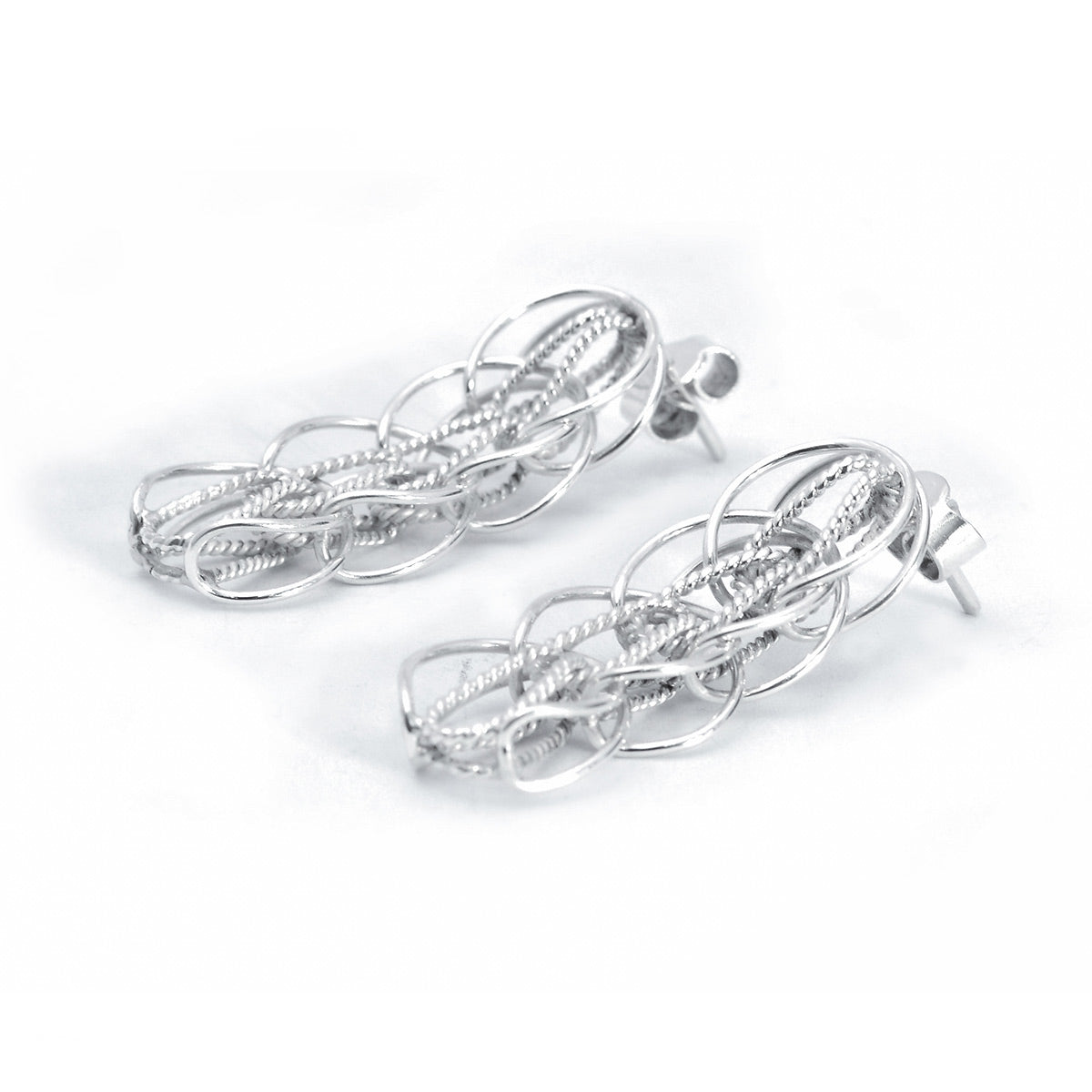Aretes Largos de Plata Trenza.