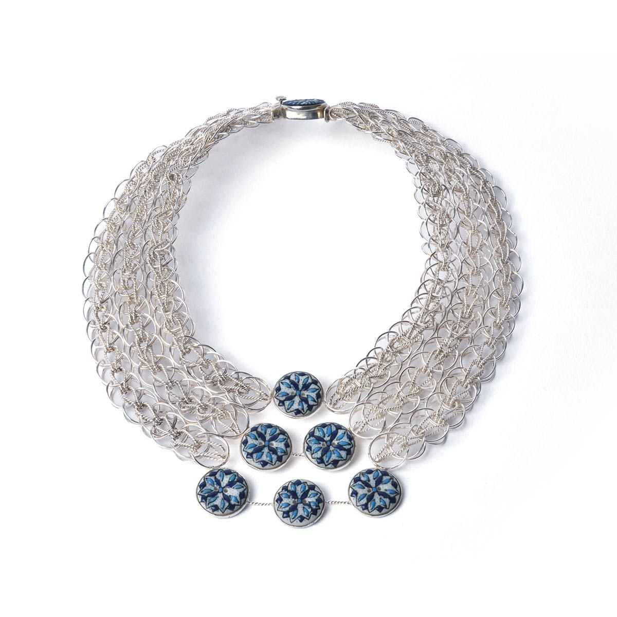 Collar de Plata Trenzada y Talavera .